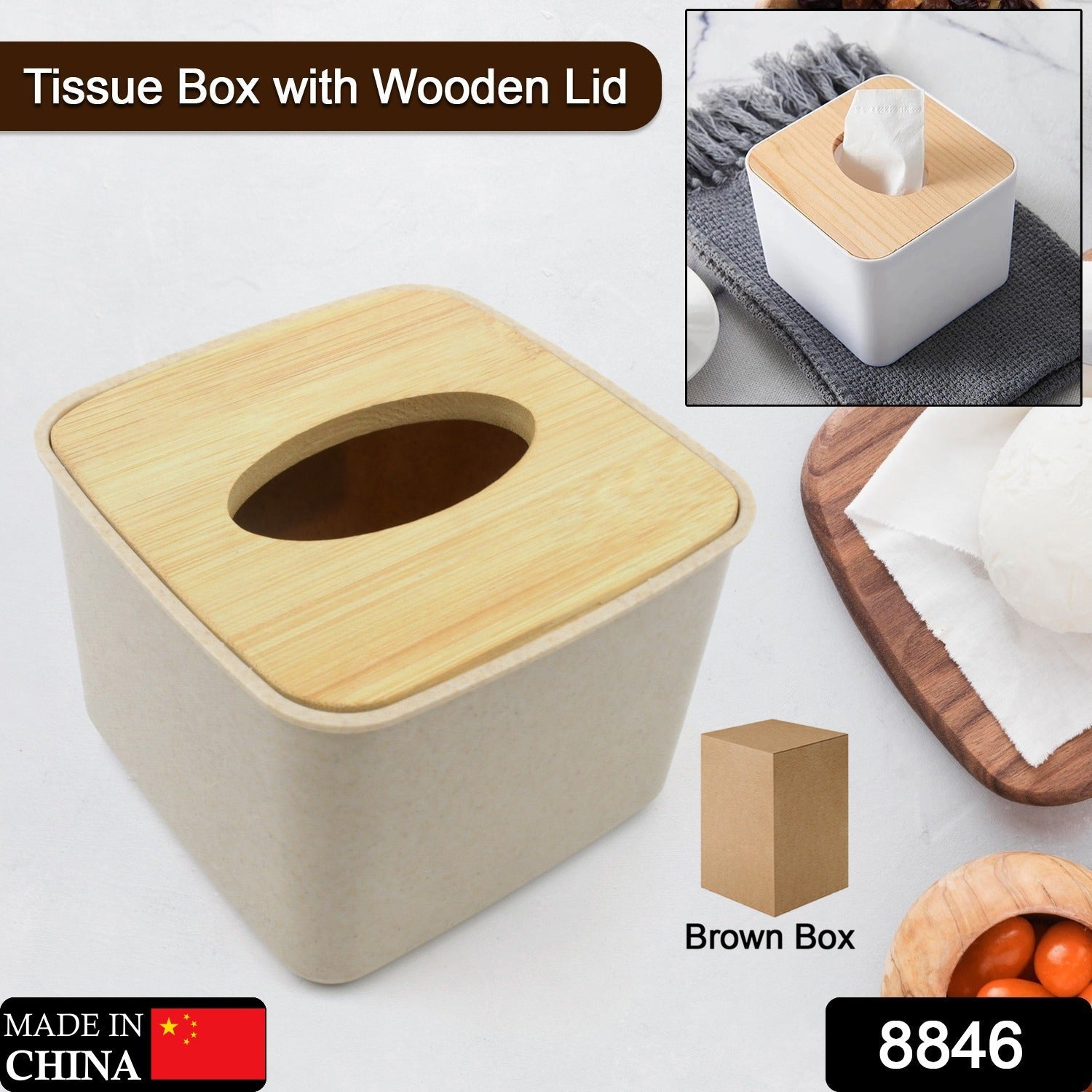 8846 Tissue Box Desktop Stand Bamboo Tissue Cover Box Rectangular Paper Towel Holder Removable Tissue Dispenser for Bathroom Vanity Countertop Bedroom Car Holder Paper Towels Dispenser (1 Pc ) 8846 Tissue Box Desktop Stand Bamboo Tissue Cover Box Rectangular Paper Towel Holder Removable Tissue Dispenser for Bathroom Vanity Countertop Bedroom Car Holder Paper Towels Dispenser (1 Pc )